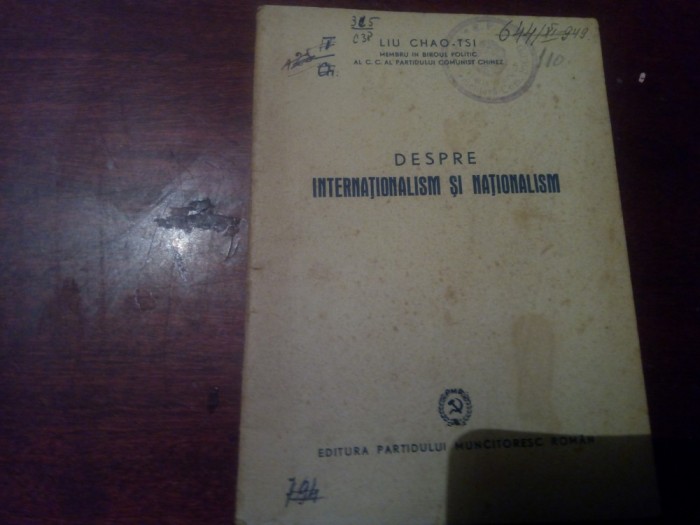 DESPRE INTERNATIONALISM SI NATIONALISM LIU CHAO-TSI