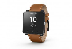 Sony Smartwatch 2, LCD 1.6&amp;quot;, Curea Piele, Rezistent la apa si praf (Maro) foto