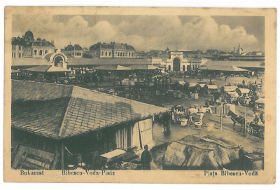 2853 - BUCURESTI, Market Bibescu-Voda - old postcard, CENSOR - used - 1918 foto