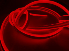 LED Neon Flex Furtun Luminos DUBLU Flexibil Rola 100m ROSU - LivraGratuita foto