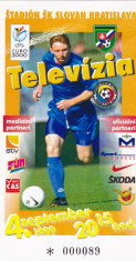 Acreditare meci fotbal SLOVACIA - ROMANIA 04.09.1999 foto