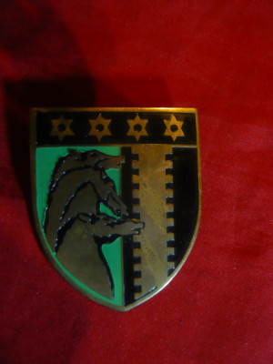 Insigna Militara Portugheza - Cavalerie , metal si email , h= 4,8 cm foto