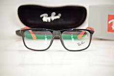 Rama de ochelari de vedere Ray Ban RB 7056 2000 negru lucios brat rosu foto