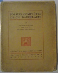 POESIES DIVERSES , LES EPAVES , OEUVRES POSTHUMES , VOL III , 1922 foto