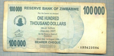 A1548 BANCNOTA-ZIMBABWE- 100 000 -2007-SERIA 5623586-starea care se vede foto