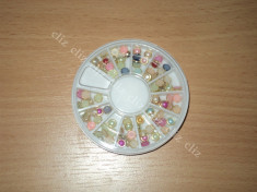 Rotita Disc perle colorate cu margine metalica pentru unghii nail art***nou foto