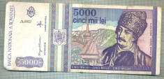 A1525 BANCNOTA-ROMANIA- 5000 LEI-1993-SERIA 0012-AVRAM IANCU-starea care se vede foto