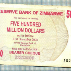 A1573BANCNOTA-ZIMBABWE-500 000 000 DOLLARS-2008-SERIA2318999-starea care se vede