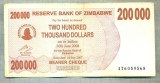 A1554 BANCNOTA-ZIMBABWE- 200 000 -2007-SERIA 6059568-starea care se vede