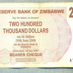 A1554 BANCNOTA-ZIMBABWE- 200 000 -2007-SERIA 6059568-starea care se vede