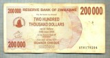 A1556 BANCNOTA-ZIMBABWE- 200 000 -2007-SERIA 0179234-starea care se vede