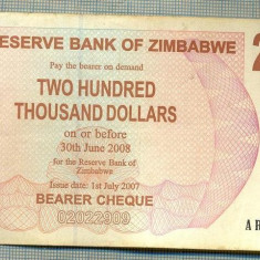 A1551 BANCNOTA-ZIMBABWE- 200 000 -2007-SERIA 4967078-starea care se vede