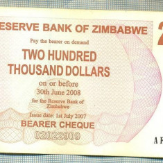 A1566 BANCNOTA-ZIMBABWE- 200 000 -2007-SERIA 4482653-starea care se vede