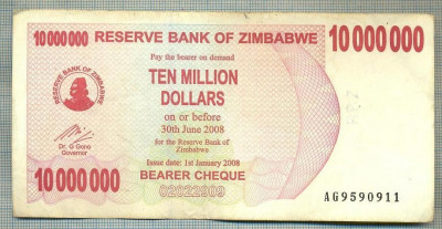 A1587 BANCNOTA-ZIMBABWE-10 000 000 DOLLARS-2008-SERIA9590911-starea care se vede foto