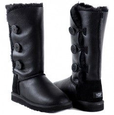 Cizme Ugg Australia inalte negre piele blana naturala oaie impermeabile 36 foto