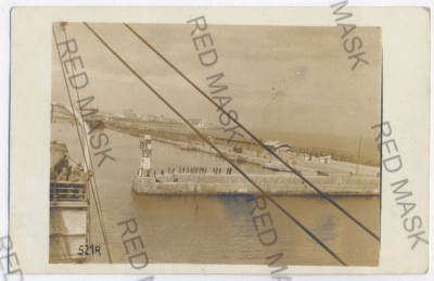3610 - CONSTANTA, harbor, ship, lighthouse - old postcard, real PHOTO - unused foto