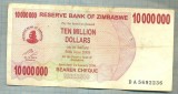 A1591 BANCNOTA-ZIMBABWE-10 000 000 DOLLARS-2008-SERIA5692236-starea care se vede