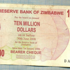 A1591 BANCNOTA-ZIMBABWE-10 000 000 DOLLARS-2008-SERIA5692236-starea care se vede