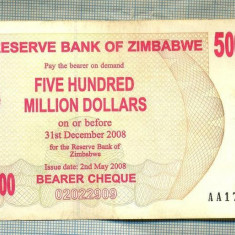 A1578BANCNOTA-ZIMBABWE-500 000 000 DOLLARS-2008-SERIA1708991-starea care se vede