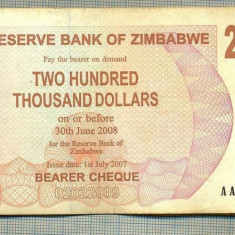 A1553 BANCNOTA-ZIMBABWE- 200 000 -2007-SERIA 6051978-starea care se vede