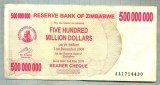 A1576BANCNOTA-ZIMBABWE-500 000 000 DOLLARS-2008-SERIA1714430-starea care se vede