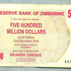 A1576BANCNOTA-ZIMBABWE-500 000 000 DOLLARS-2008-SERIA1714430-starea care se vede