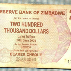 A1557 BANCNOTA-ZIMBABWE- 200 000 -2007-SERIA 7280594-starea care se vede