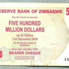 A1577BANCNOTA-ZIMBABWE-500 000 000 DOLLARS-2008-SERIA4376272-starea care se vede