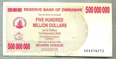 A1577BANCNOTA-ZIMBABWE-500 000 000 DOLLARS-2008-SERIA4376272-starea care se vede foto
