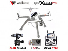Drona Walkera Qr X350PRO, Radiocomanda F12E, FPV 5&amp;quot;, Camera 1080P, Gimbal 3D foto