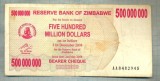 A1581BANCNOTA-ZIMBABWE-500 000 000 DOLLARS-2008-SERIA8482945-starea care se vede