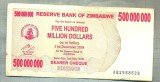 A1572BANCNOTA-ZIMBABWE-500 000 000 DOLLARS-2008-SERIA2958523-starea care se vede