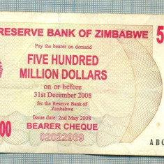 A1582BANCNOTA-ZIMBABWE-500 000 000 DOLLARS-2008-SERIA0547933-starea care se vede