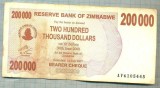 A1568 BANCNOTA-ZIMBABWE- 200 000 -2007-SERIA 6105445-starea care se vede