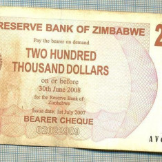 A1568 BANCNOTA-ZIMBABWE- 200 000 -2007-SERIA 6105445-starea care se vede