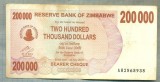 A1560 BANCNOTA-ZIMBABWE- 200 000 -2007-SERIA 2865938-starea care se vede