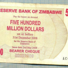 A1574BANCNOTA-ZIMBABWE-500 000 000 DOLLARS-2008-SERIA0200663-starea care se vede