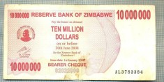 A1596 BANCNOTA-ZIMBABWE-10 000 000 DOLLARS-2008-SERIA3783384-starea care se vede