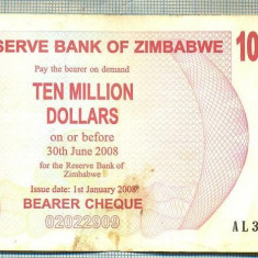 A1596 BANCNOTA-ZIMBABWE-10 000 000 DOLLARS-2008-SERIA3783384-starea care se vede