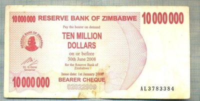 A1596 BANCNOTA-ZIMBABWE-10 000 000 DOLLARS-2008-SERIA3783384-starea care se vede foto