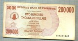 A1562 BANCNOTA-ZIMBABWE- 200 000 -2007-SERIA 0281269-starea care se vede