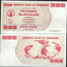 !!! ZIMBABWE - 500.000.000 DOLARI 2008 - P 60 - UNC / BEARER CHEQUE foto