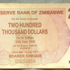 A1563 BANCNOTA-ZIMBABWE- 200 000 -2007-SERIA 3312781-starea care se vede