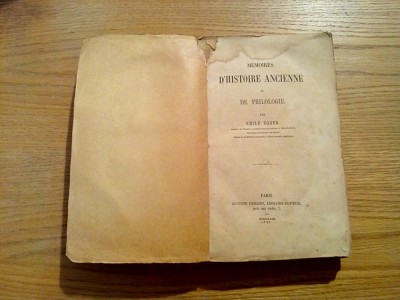 MEMOIRES D`HISTOIRE ANCIENNE et DE PHILOLOGIE - Emile Egger - Paris, 1863, 516p. foto