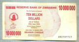 A1597 BANCNOTA-ZIMBABWE-10 000 000 DOLLARS-2008-SERIA2747717-starea care se vede