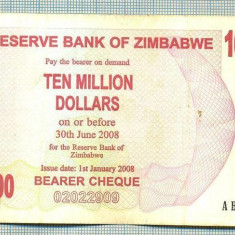 A1597 BANCNOTA-ZIMBABWE-10 000 000 DOLLARS-2008-SERIA2747717-starea care se vede