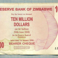 A1588 BANCNOTA-ZIMBABWE-10 000 000 DOLLARS-2008-SERIA8755575-starea care se vede