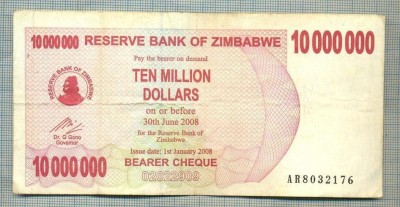 A1583 BANCNOTA-ZIMBABWE-10 000 000 DOLLARS-2008-SERIA8032176-starea care se vede foto