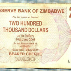 A1555 BANCNOTA-ZIMBABWE- 200 000 -2007-SERIA 3254933-starea care se vede