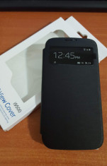 Husa Toc Flip Cover Negru S-view Samsung Galaxy S4 i9500 i9505 + Folie foto